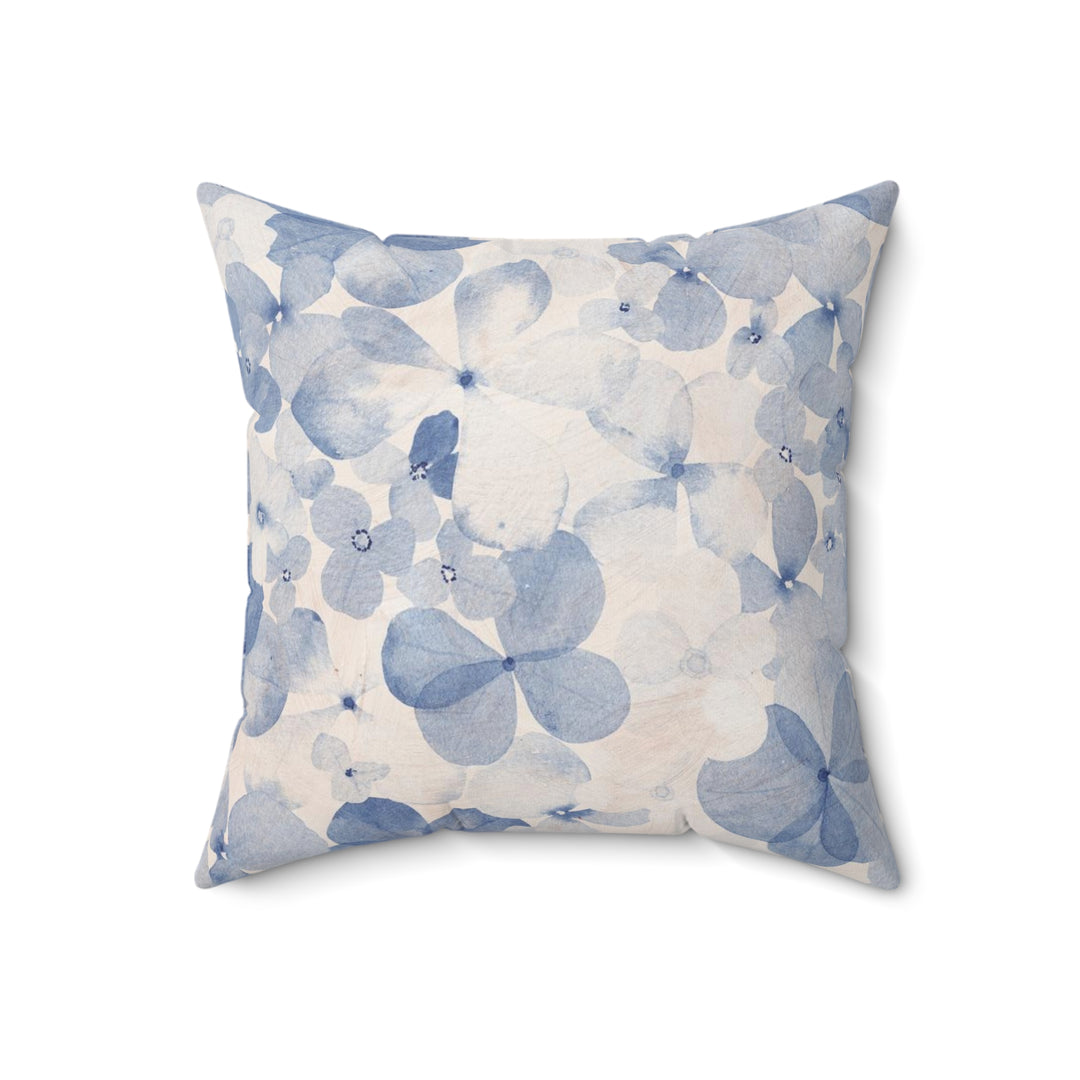 Botanical Blue Flowers Spun Polyester Square Pillow