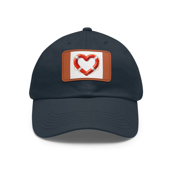 Heart Life Raft Dad Hat with Leather Patch (Rectangle)