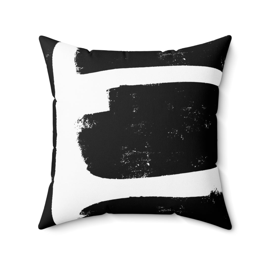 Black and White Paint Strokes Spun Polyester Square Pillow