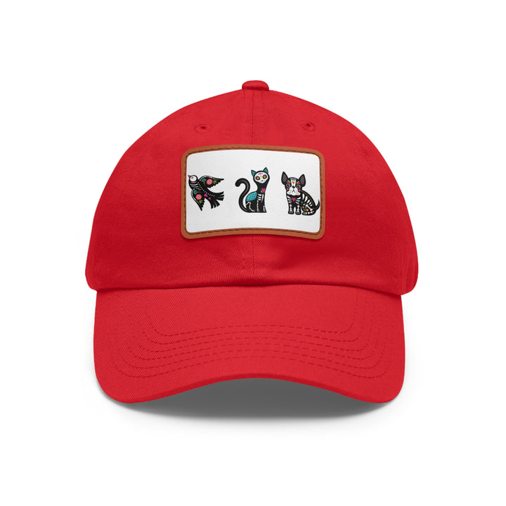 Bird Cat Dog Dad Hat with Leather Patch (Rectangle)