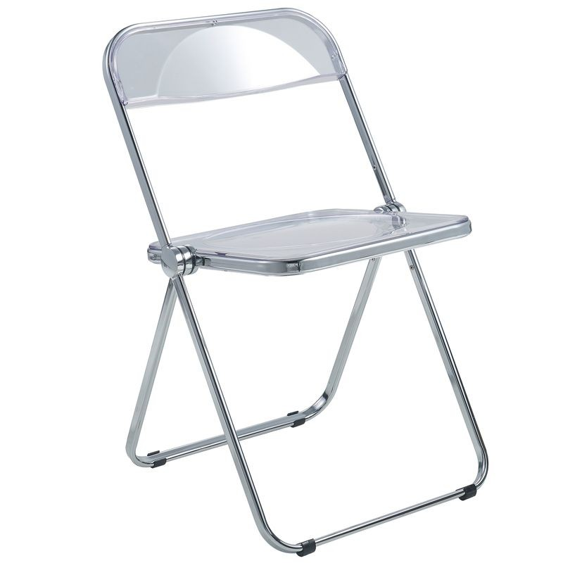 LeisureMod Lawrence Acrylic Folding Chair with Metal Frame