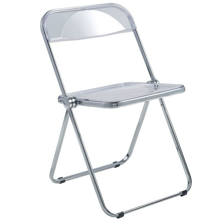 LeisureMod Lawrence Acrylic Folding Chair with Metal Frame
