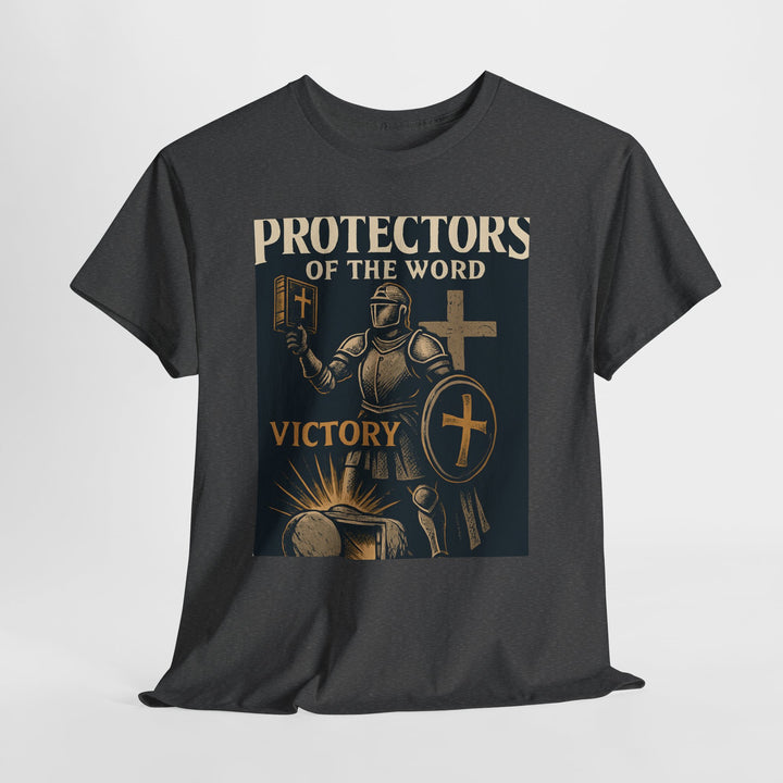 Protectors of the Word Christian T-Shirt No Sleeve Design — 'Victory' Knight Design with John 14:6 Scripture