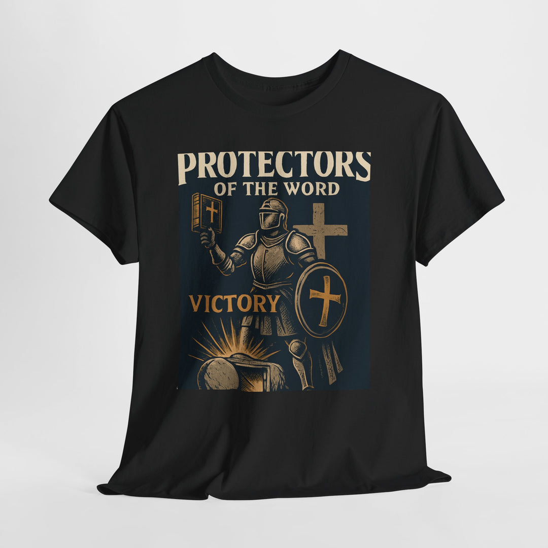 Protectors of the Word Christian T-Shirt No Sleeve Design — 'Victory' Knight Design with John 14:6 Scripture