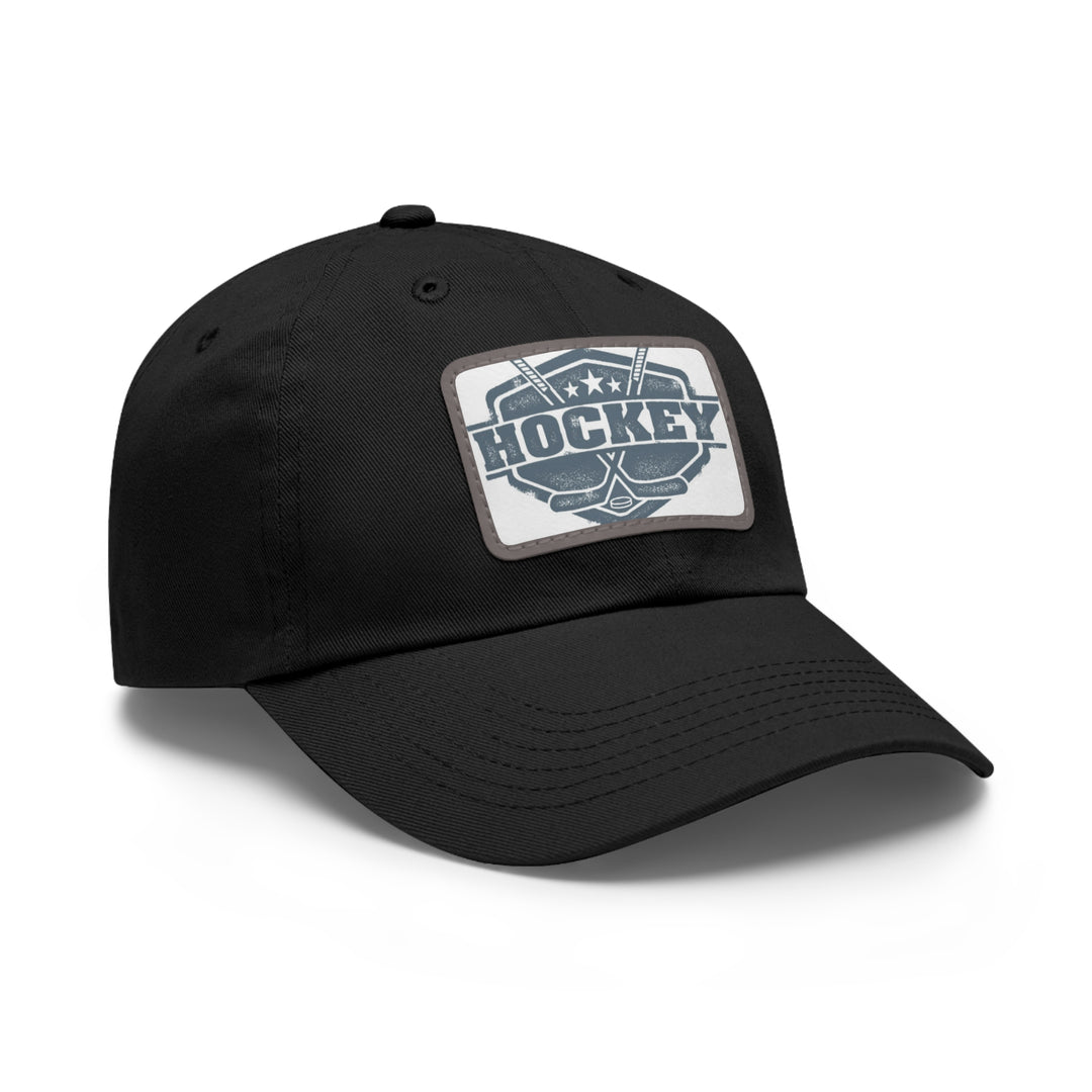 Hockey Dad Hat with Leather Patch (Rectangle)