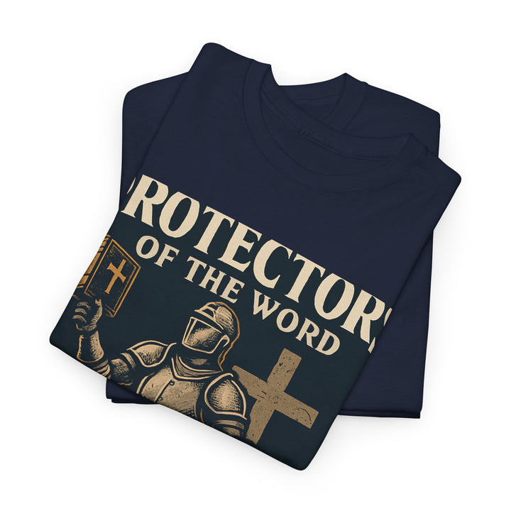 Protectors of the Word Christian T-Shirt No Sleeve Design — 'Victory' Knight Design with John 14:6 Scripture