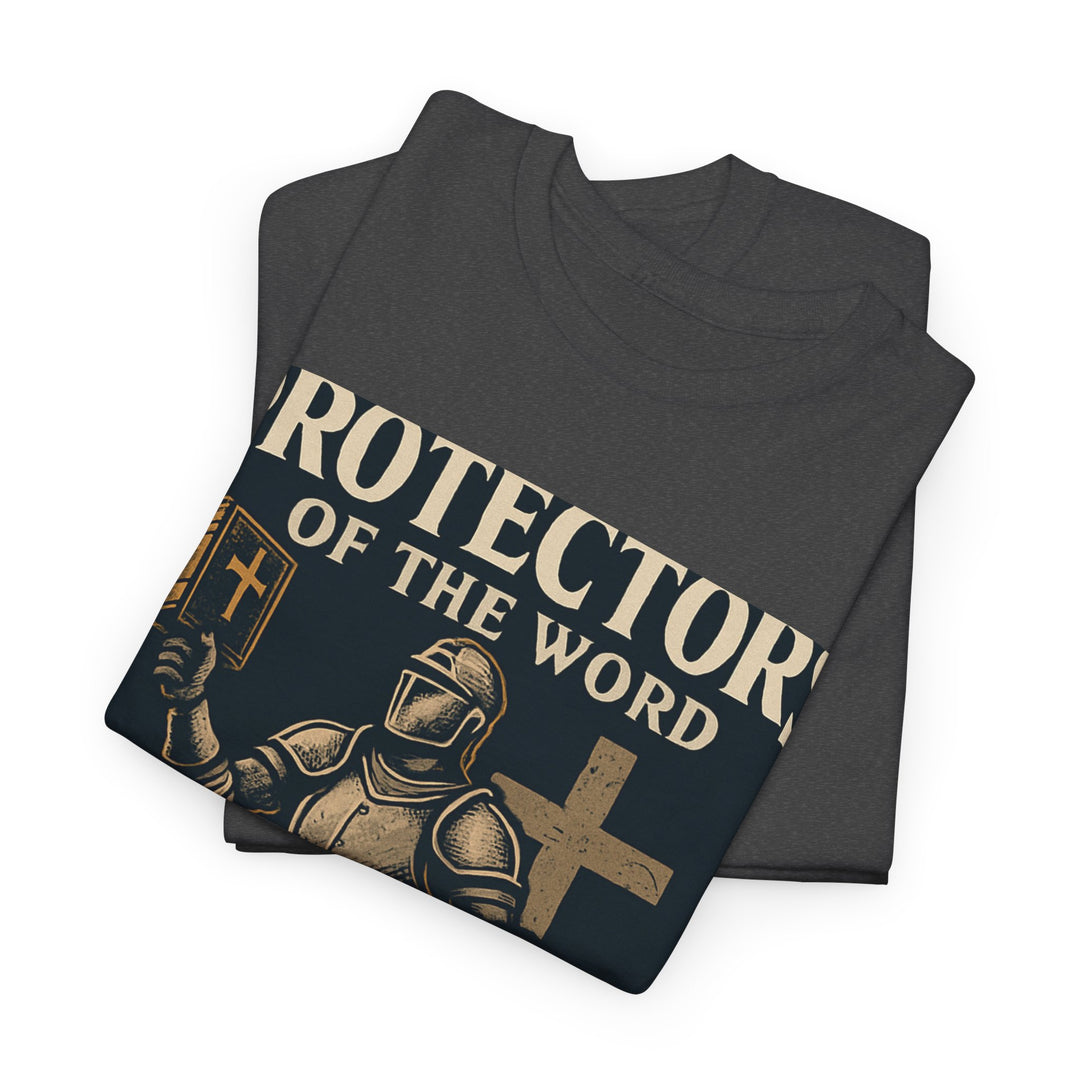 Protectors of the Word Christian T-Shirt No Sleeve Design — 'Victory' Knight Design with John 14:6 Scripture