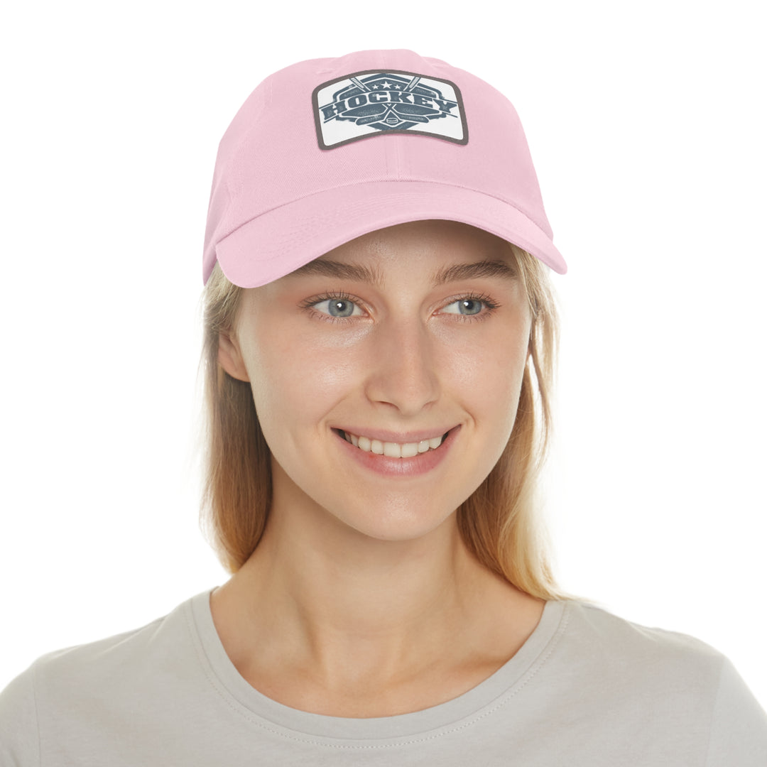 Hockey Dad Hat with Leather Patch (Rectangle)