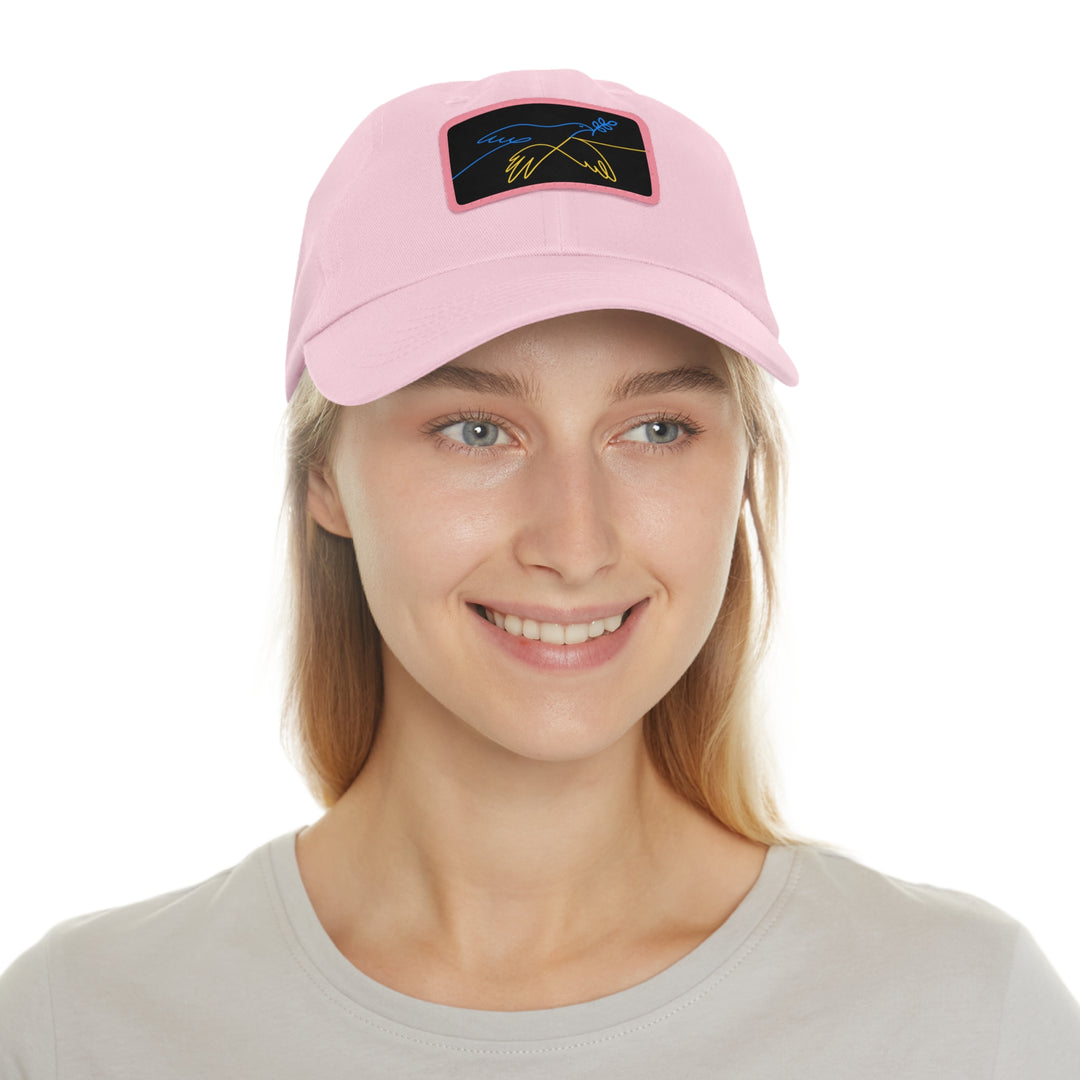 Dove and Leaf Dad Hat with Leather Patch (Rectangle)