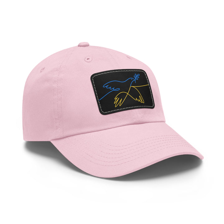 Dove and Leaf Dad Hat with Leather Patch (Rectangle)