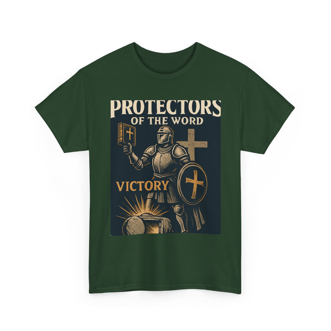 Protectors of the Word Christian T-Shirt No Sleeve Design — 'Victory' Knight Design with John 14:6 Scripture