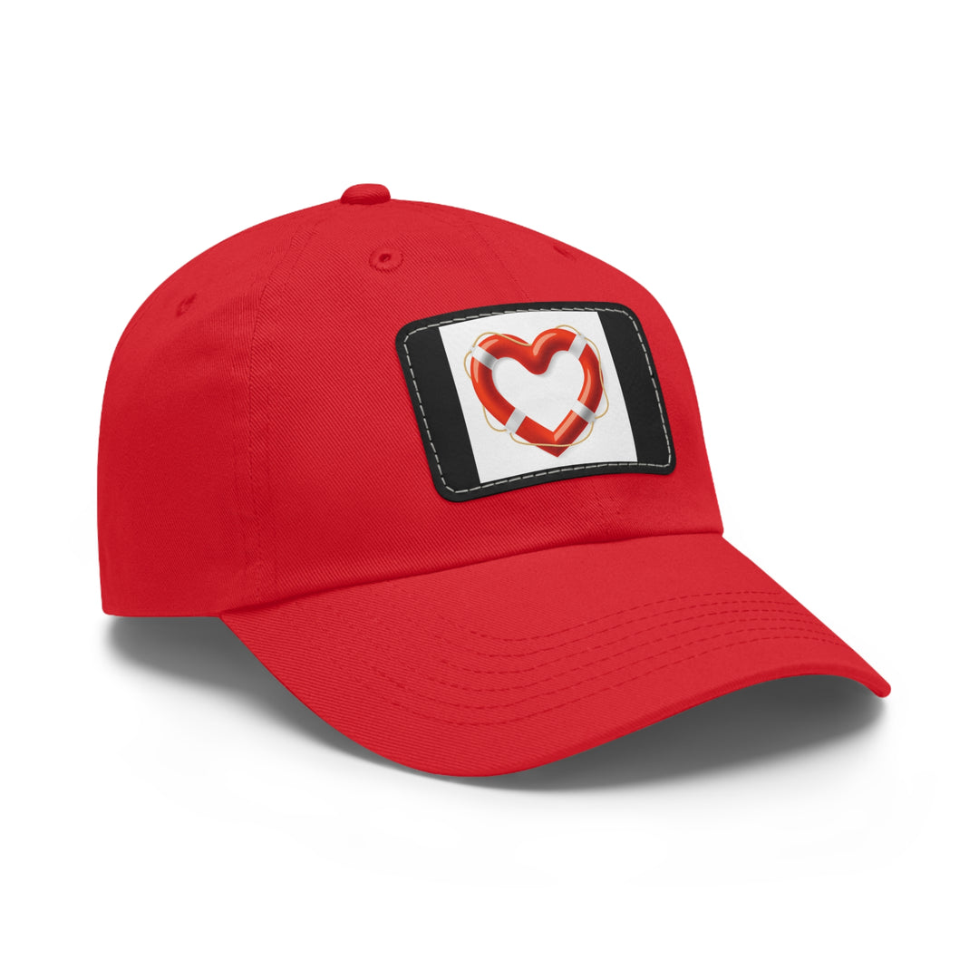 Heart Life Raft Dad Hat with Leather Patch (Rectangle)