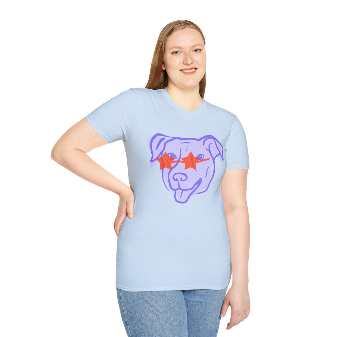 Puppy With Star Glasses Unisex Softstyle T-Shirt