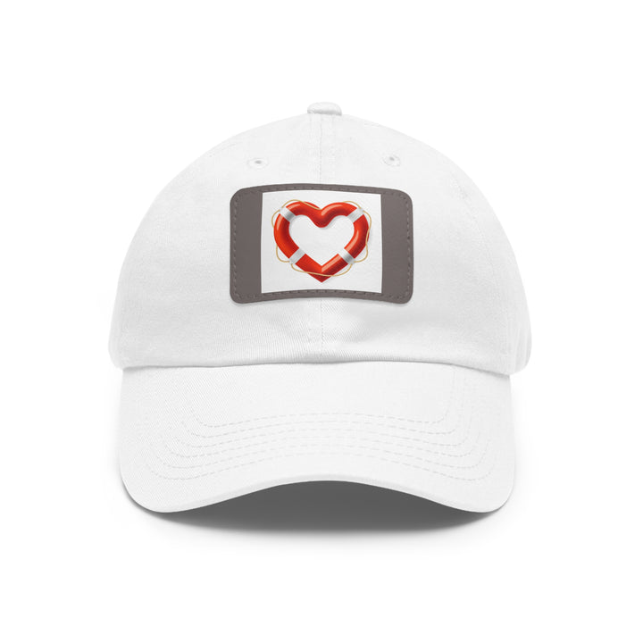 Heart Life Raft Dad Hat with Leather Patch (Rectangle)