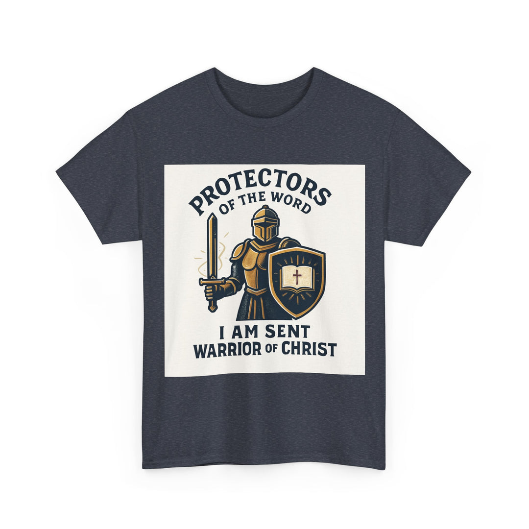 Protectors of the Word T-Shirt — Knight with Sword and Shield Literary Tee