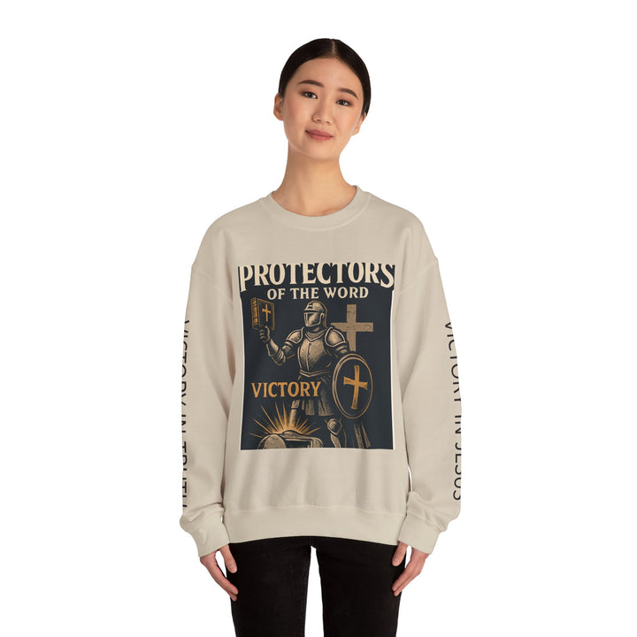 Knight Shield Crewneck Sweatshirt — "Protectors of the Word Victory"