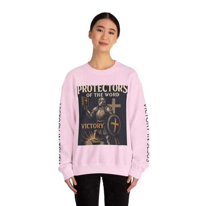 Knight Shield Crewneck Sweatshirt — "Protectors of the Word Victory"