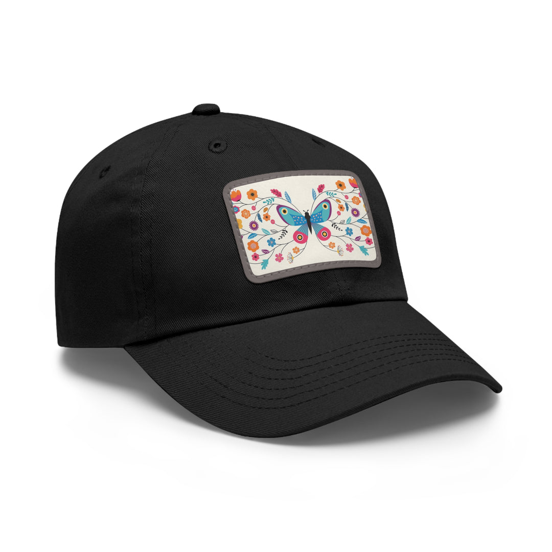 Butterfly Art Dad Hat with Leather Patch (Rectangle)