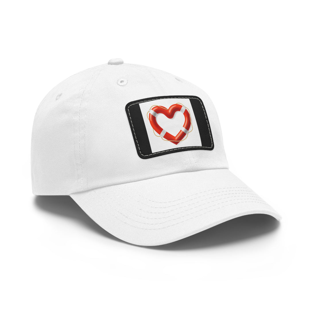 Heart Life Raft Dad Hat with Leather Patch (Rectangle)