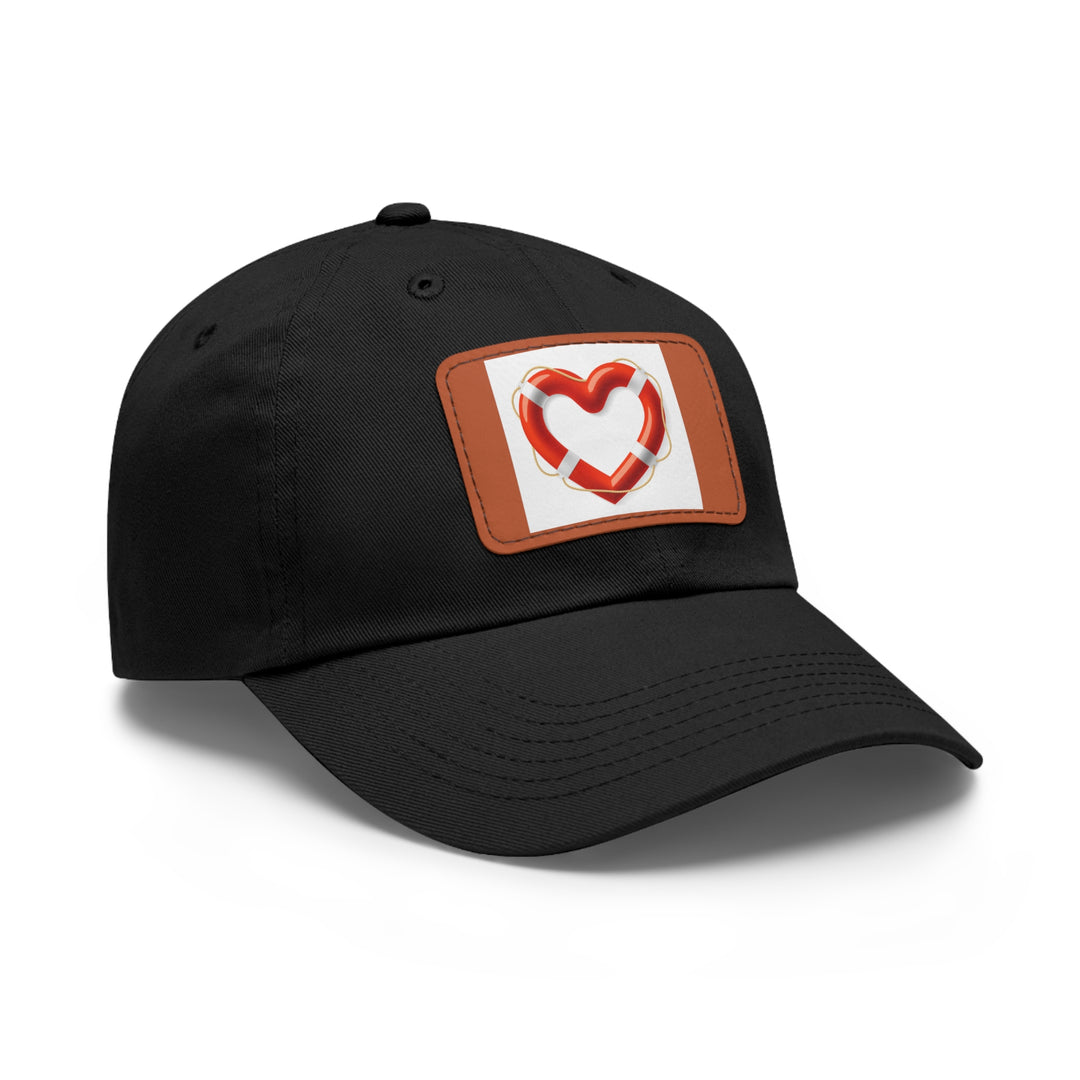 Heart Life Raft Dad Hat with Leather Patch (Rectangle)