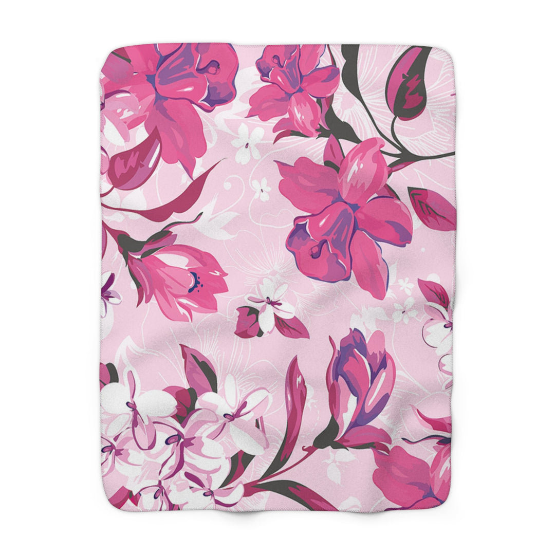 Floral Flowers and Leaves Sherpa Fleece Blanket