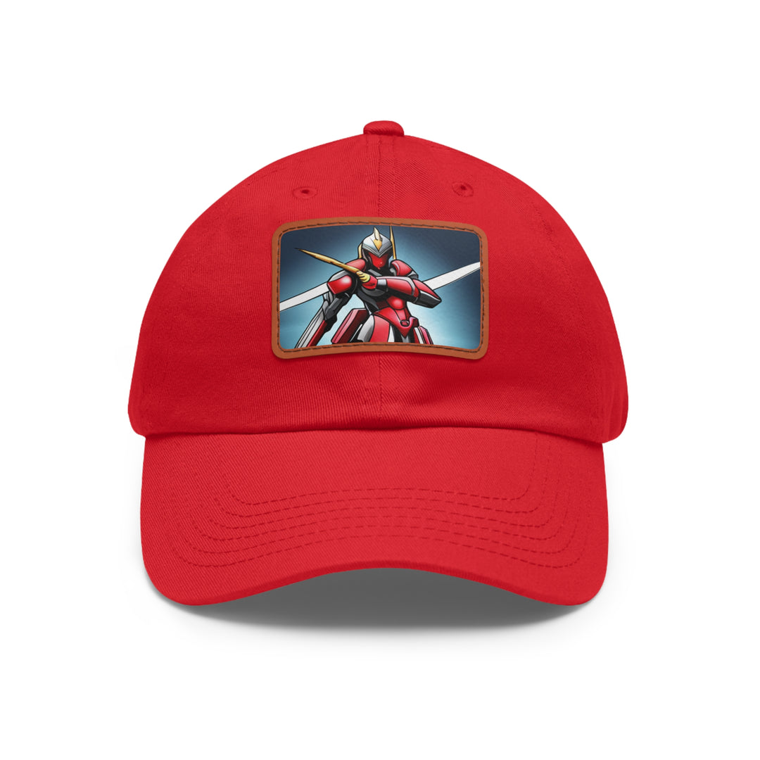 Robot Warrior Dad Hat with Leather Patch (Rectangle)