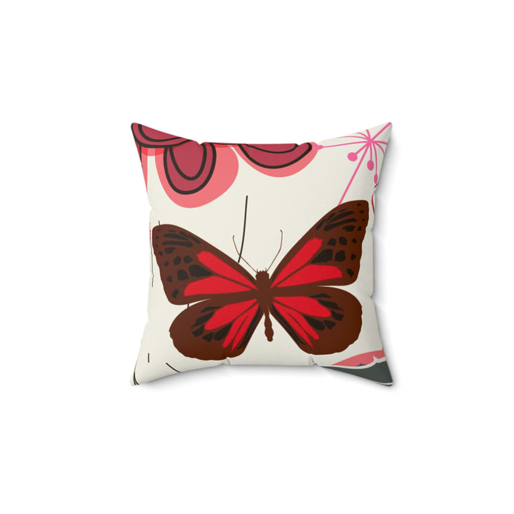 Butterfly Faux Suede Square Pillow