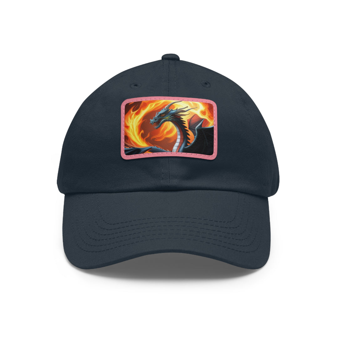 Dragon Fire Dad Hat with Leather Patch (Rectangle)