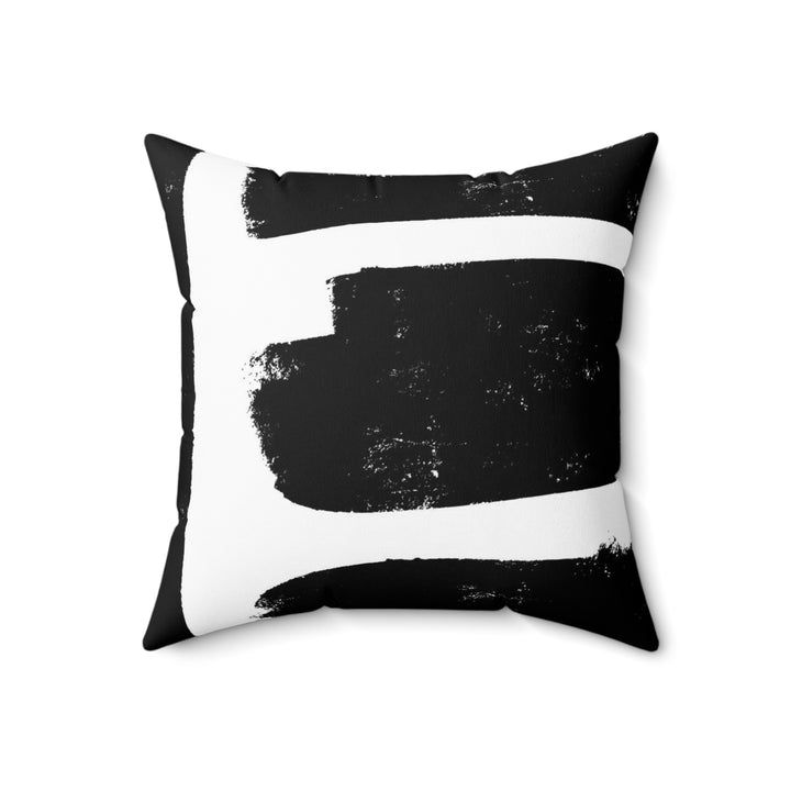 Black and White Paint Strokes Spun Polyester Square Pillow