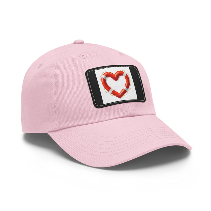 Heart Life Raft Dad Hat with Leather Patch (Rectangle)