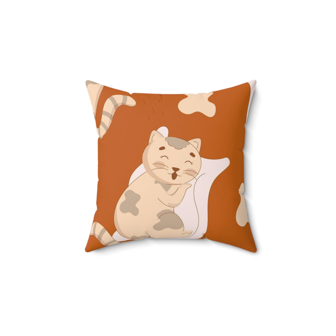 Sleeping Cat Spun Polyester Square Pillow