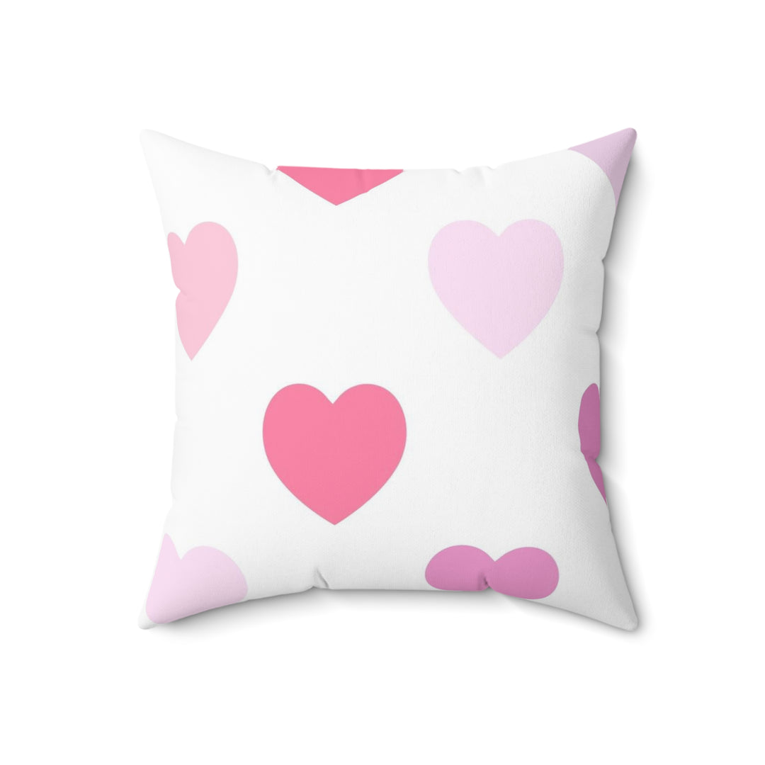 Soft Hearts Faux Suede Square Pillow