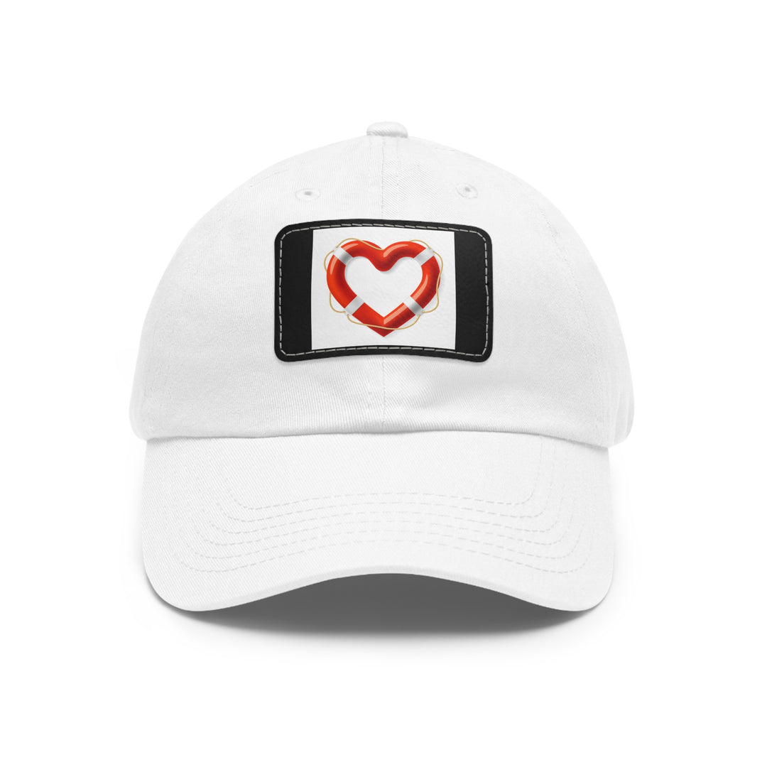 Heart Life Raft Dad Hat with Leather Patch (Rectangle)