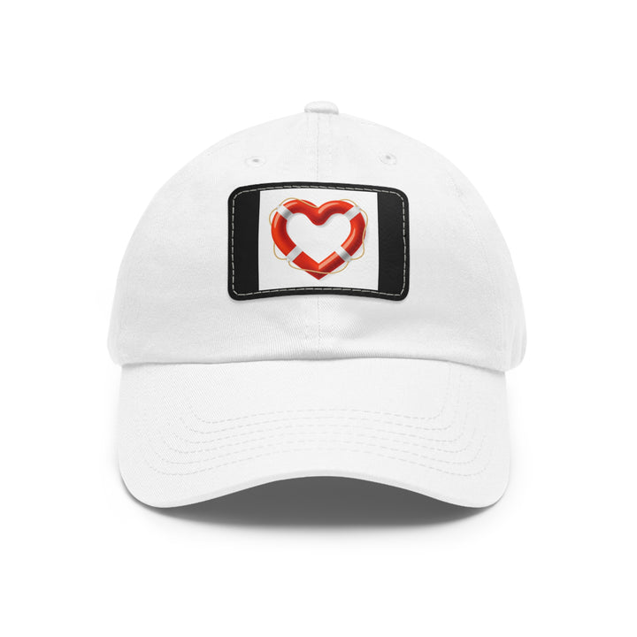 Heart Life Raft Dad Hat with Leather Patch (Rectangle)