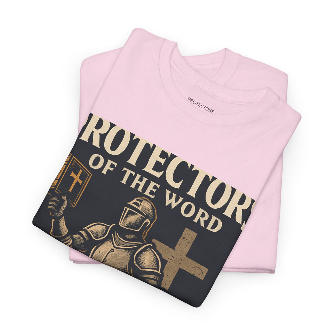 Protectors of the Word Christian T-Shirt No Sleeve Design — 'Victory' Knight Design with John 14:6 Scripture