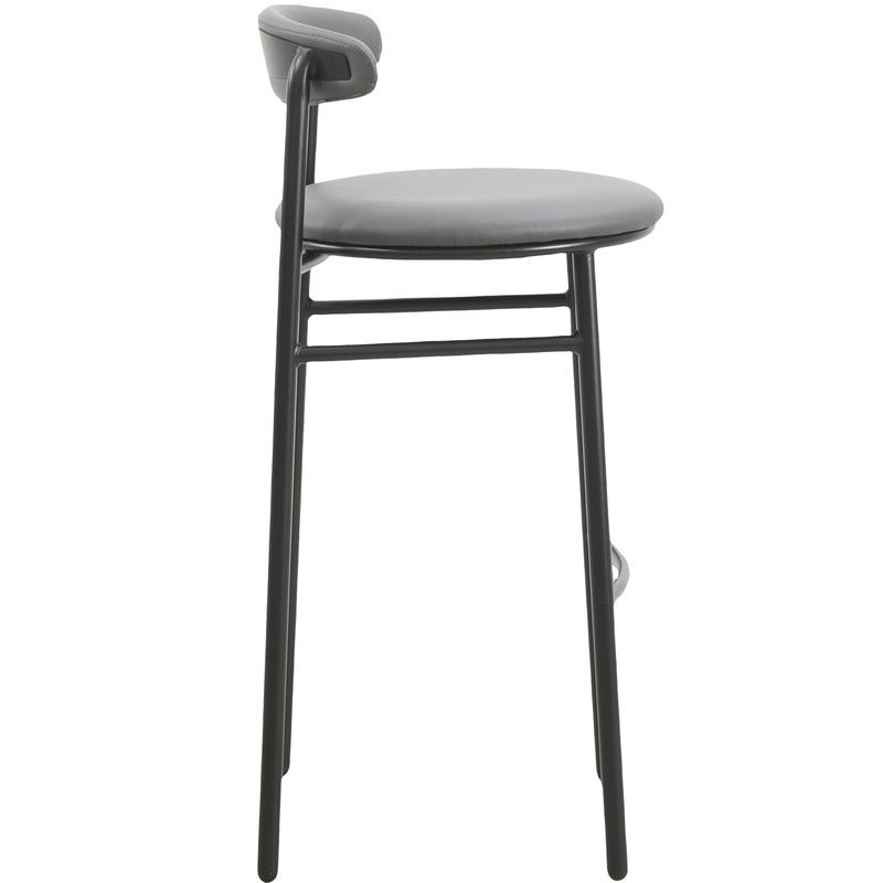 LeisureMod Lume Collection Modern Bar Stool in Charcoal Side View.