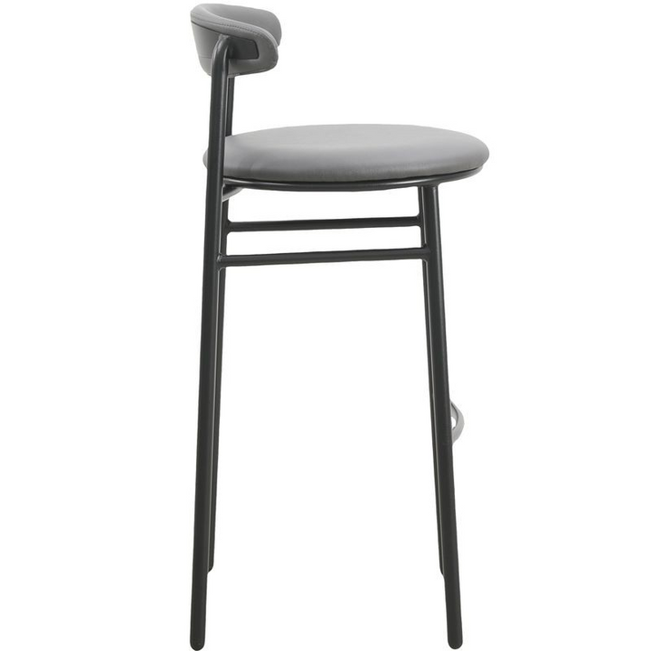 LeisureMod Lume Collection Modern Bar Stool in Charcoal Side View.