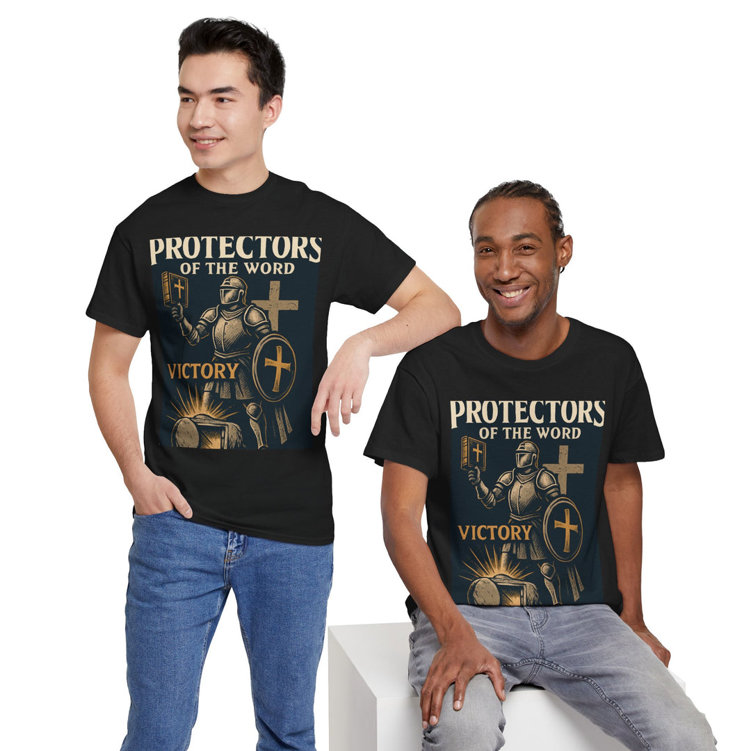 Protectors of the Word Christian T-Shirt No Sleeve Design — 'Victory' Knight Design with John 14:6 Scripture