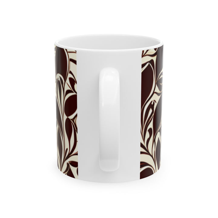 Traditional Classic Coffee Pattern Ceramic Mug, (11oz, 15oz)