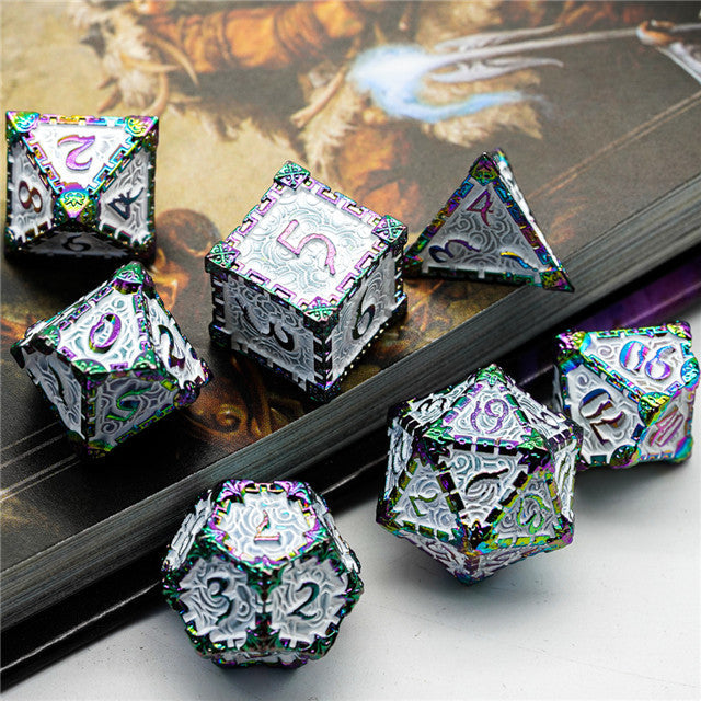 White Rainbow Metal Dice（Dagger of Venom）7-Dice Udixi RPG