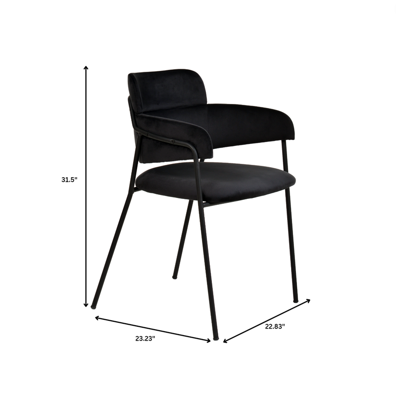 Black chair with dimensions labeled on a white background.