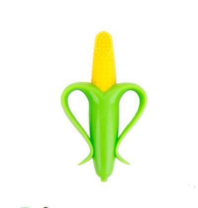 Toy shaped like a banana with a yellow top on a white background.