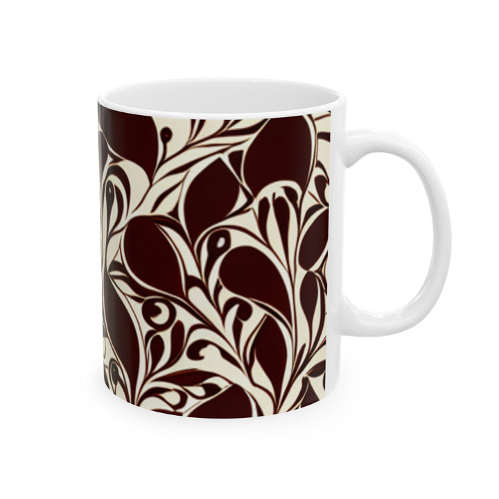 Traditional Classic Coffee Pattern Ceramic Mug, (11oz, 15oz)