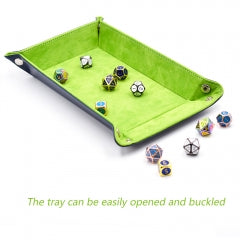 Green/ Blue Velvet PU Leather Folding Rectangle Dice Tray