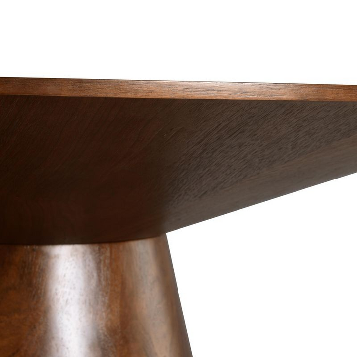 Leisuremod Fynix Collection Modern Dining Table in Walnut Closeup.