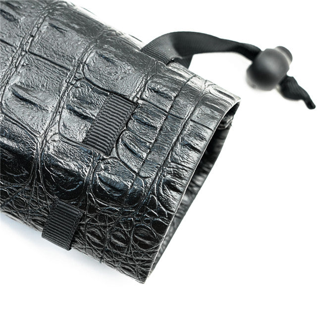 Leather Dice Bag with Skull sporting d20 Tattoo
