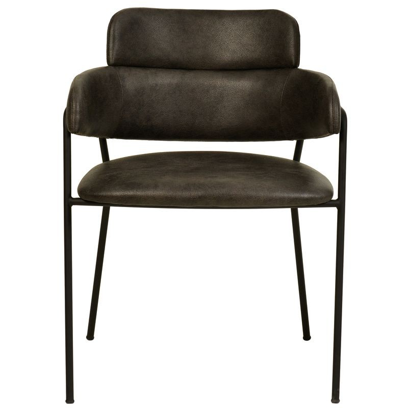 LeisureMod Axis Collection Modern Dining Chair in Charcoal Front Photo.