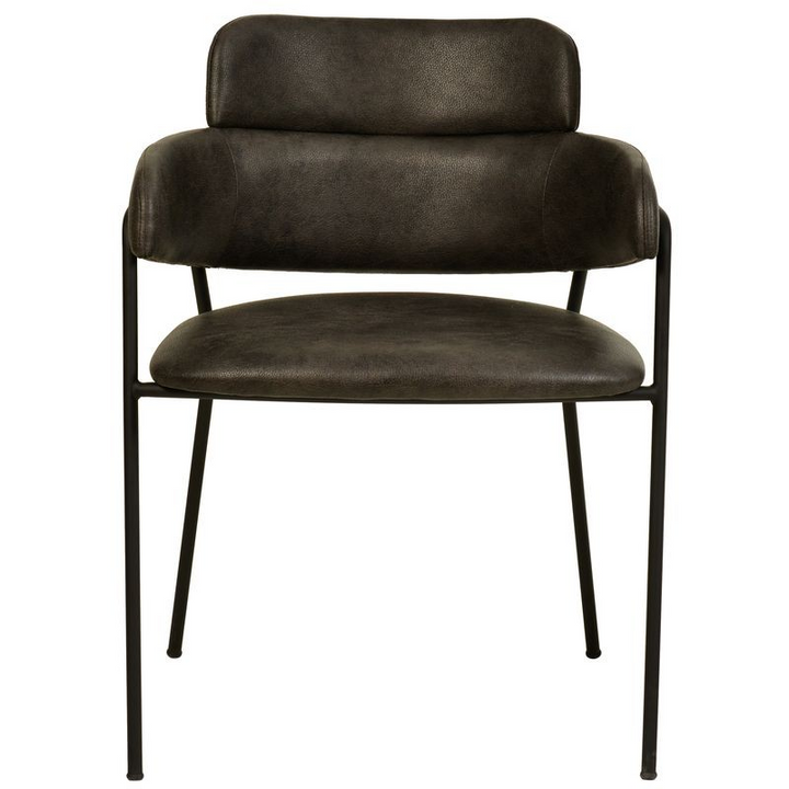 LeisureMod Axis Collection Modern Dining Chair in Charcoal Front Photo.