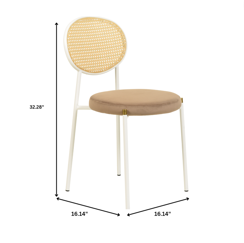 LeisureMod Euston Collection Modern Dining Chair White Frame in Brown Set of 2 Dimensions.