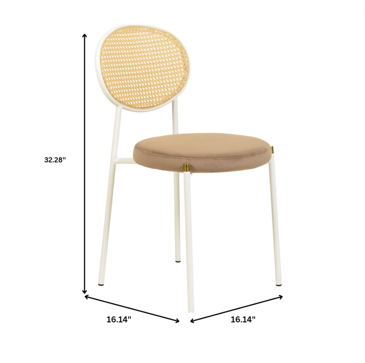 LeisureMod Euston Collection Modern Dining Chair White Frame in Brown Set of 2 Dimensions.